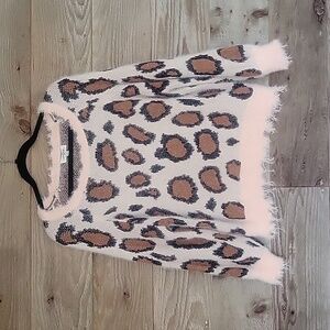 Umgee SIze Small Pink Leopard Print Oversized Sweater